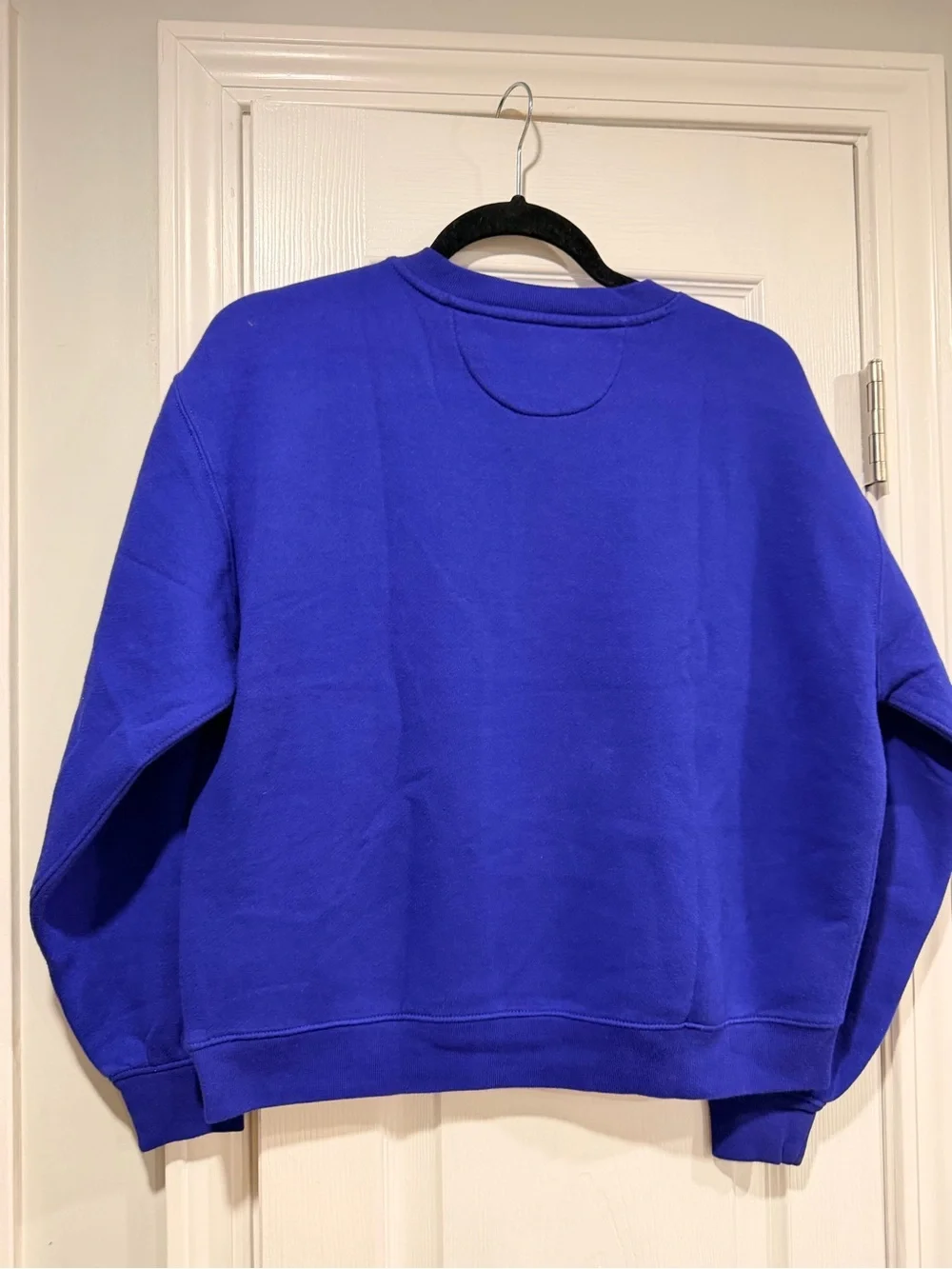 NWOT J.Crew Size M Royal Blue Button Shoulder Sweatshirt Crewneck Pullover Top